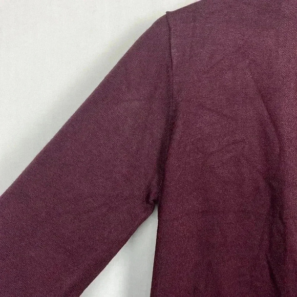 Evolution Womens Cardigan Burgundy S Open Front Long Lines 3/4 Sleeves w/Buttons - Picture 4 of 12